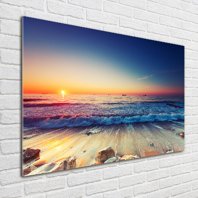 Glass wall art Sunrise sea