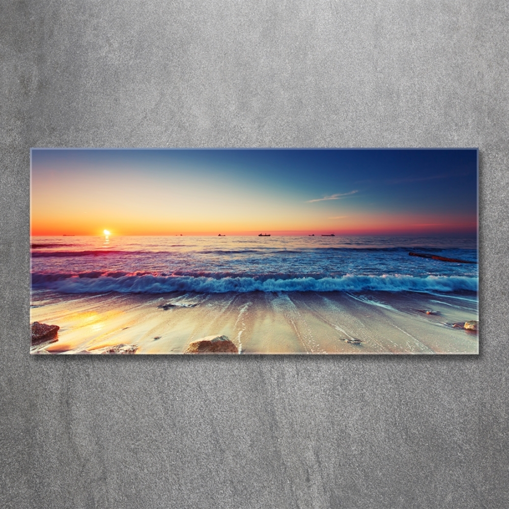 Glass wall art Sunrise sea