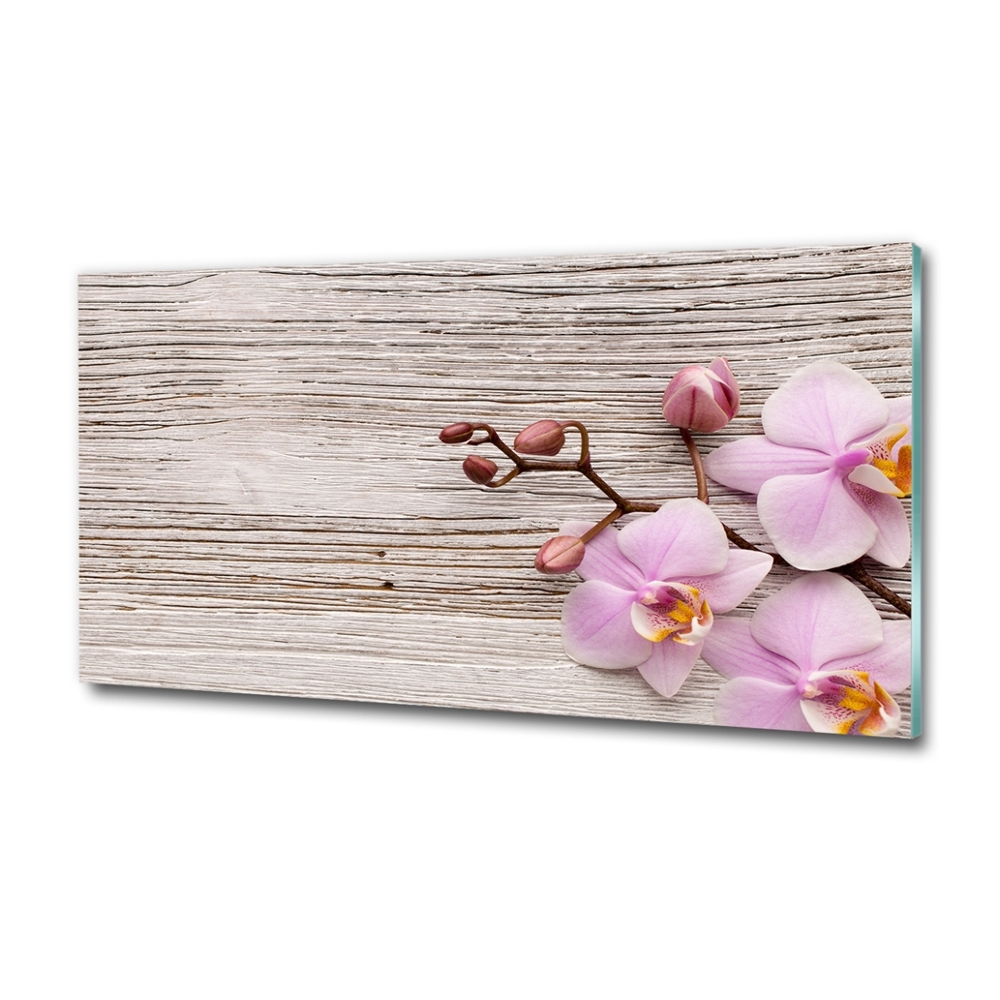 Wall art on glass Orchid on wood