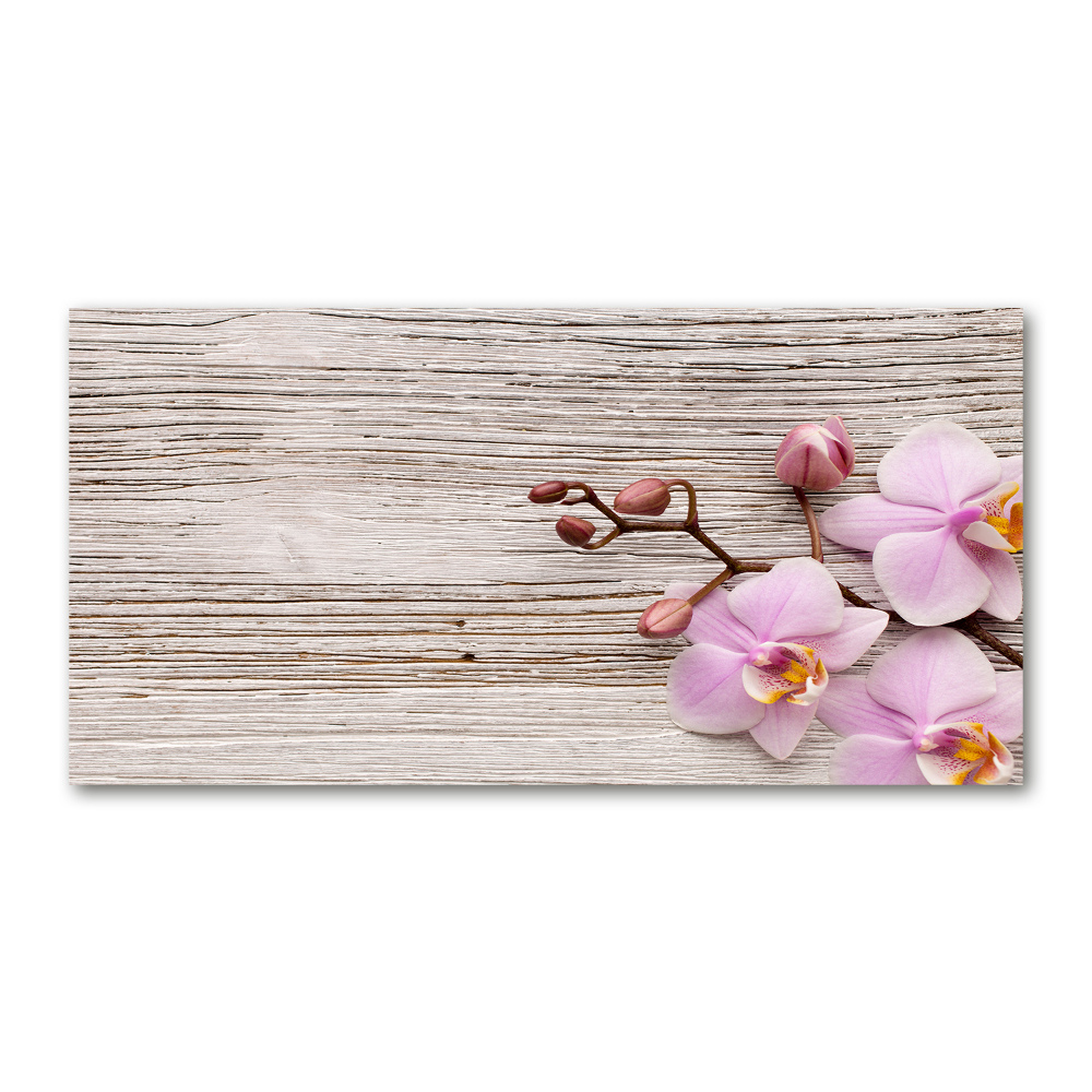 Wall art on glass Orchid on wood