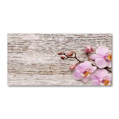 Wall art on glass Orchid on wood