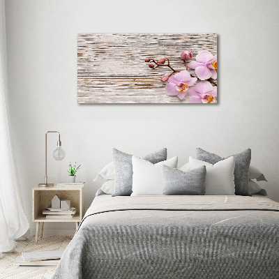 Wall art on glass Orchid on wood