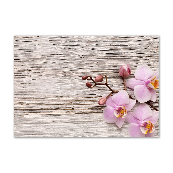 Wall art on glass Orchid on wood