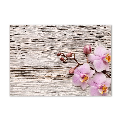 Wall art on glass Orchid on wood