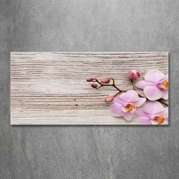 Wall art on glass Orchid on wood