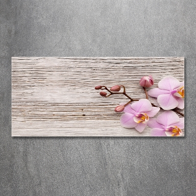 Wall art on glass Orchid on wood