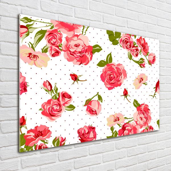 Wall art on glass Roses