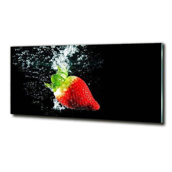 Glass wall art large Strawberry underwater