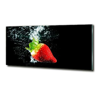 Glass wall art large Strawberry underwater