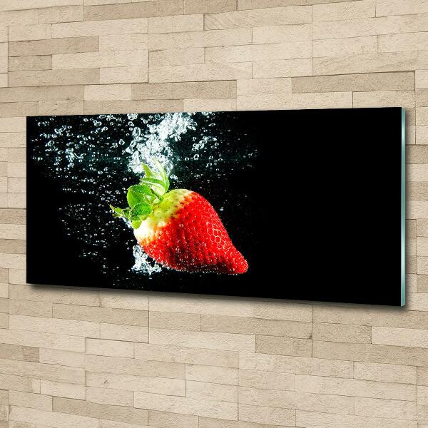 Glass wall art large Strawberry underwater