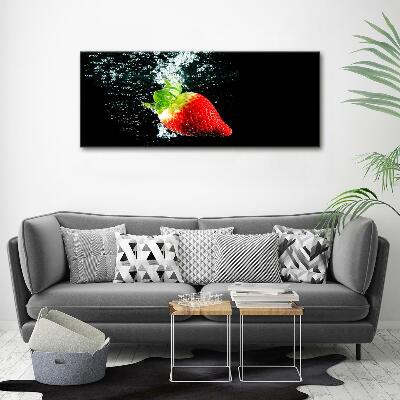 Glass wall art large Strawberry underwater