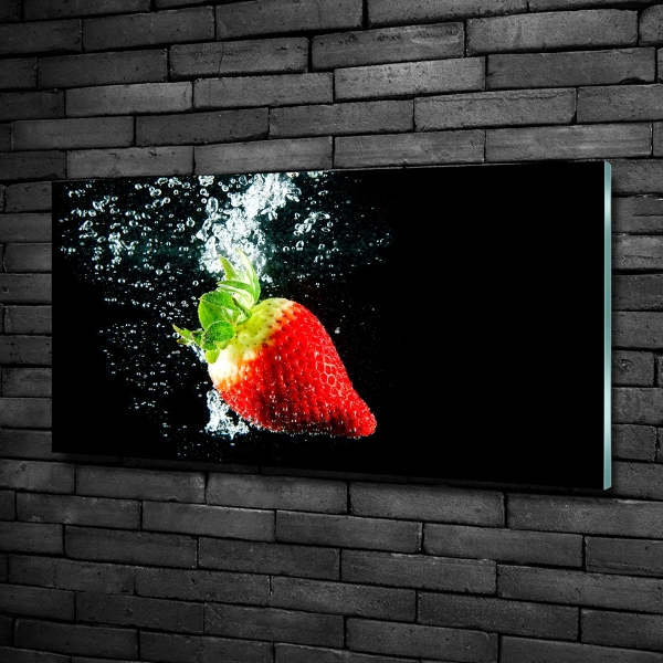 Glass wall art large Strawberry underwater