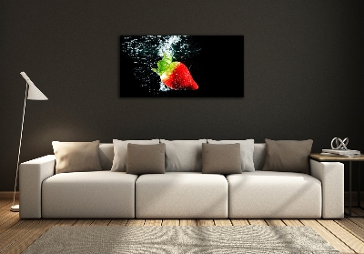 Glass wall art large Strawberry underwater