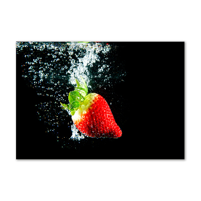 Glass wall art large Strawberry underwater