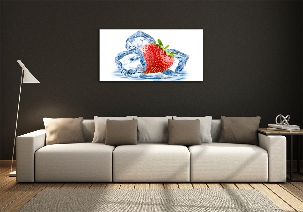 Glass picture print Strawberry with ice