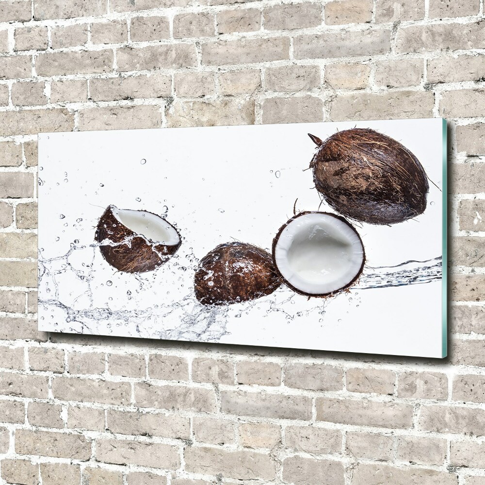 Glass wall art large Coconut with water