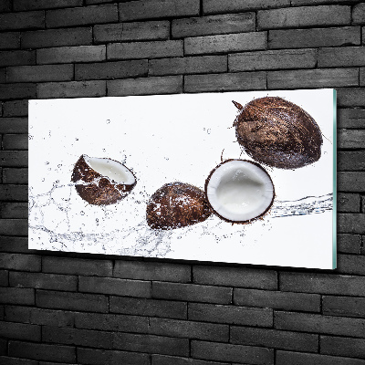 Glass wall art large Coconut with water