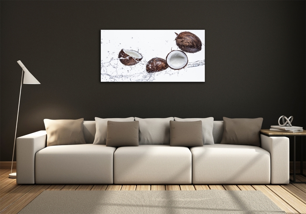 Glass wall art large Coconut with water