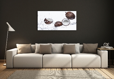 Glass wall art large Coconut with water