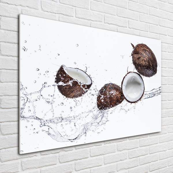 Glass wall art large Coconut with water