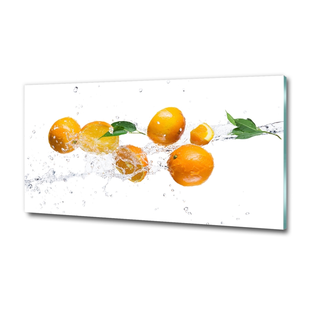 Glass picture print Oranges and water