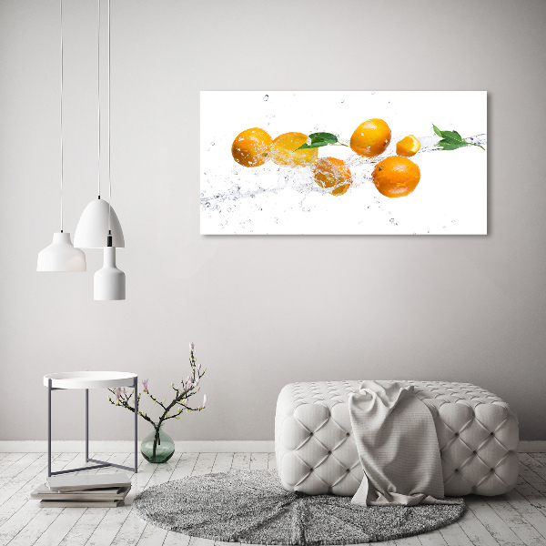 Glass picture print Oranges and water