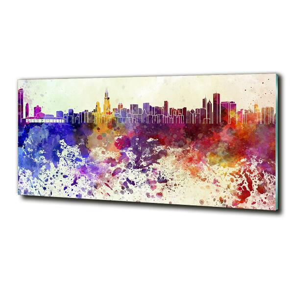 Glass wall art large Colorful chicago