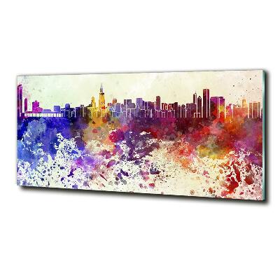 Glass wall art large Colorful chicago