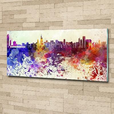 Glass wall art large Colorful chicago