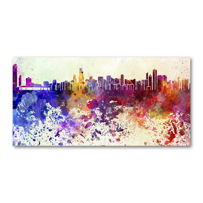 Glass wall art large Colorful chicago