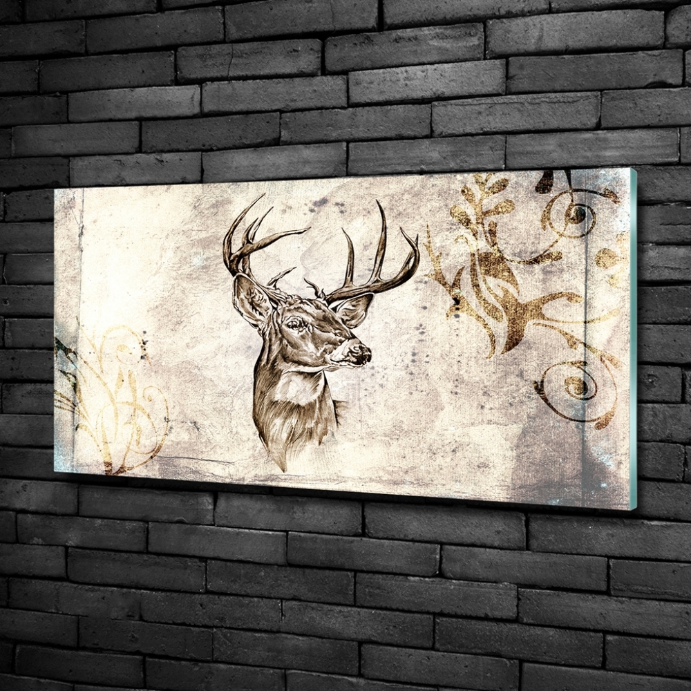 Printed glass wall art Deer