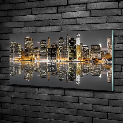 Wall art on glass New york at night