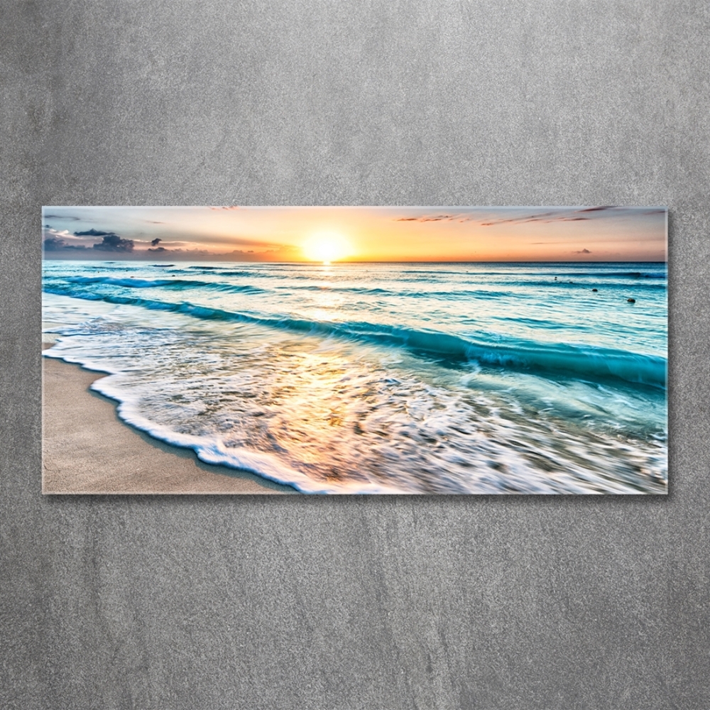 Glass art print Sunset beach