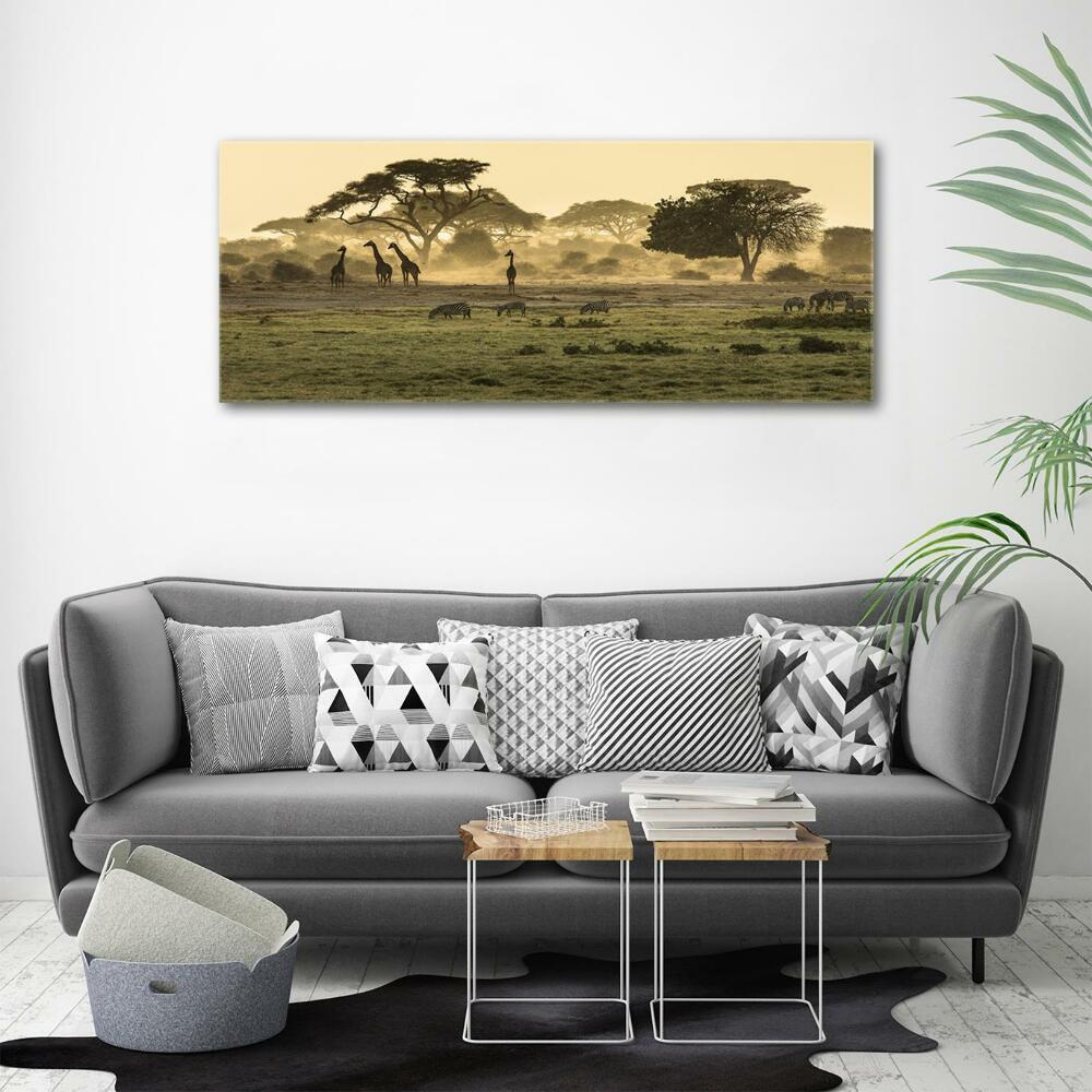 Glass art print Giraffes in the savanna