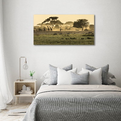 Glass art print Giraffes in the savanna