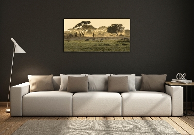 Glass art print Giraffes in the savanna