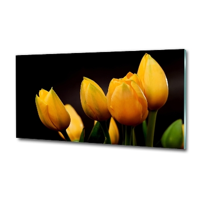 Glass art print Yellow tulips