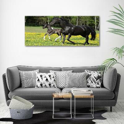 Glass wall art large Mare with foal