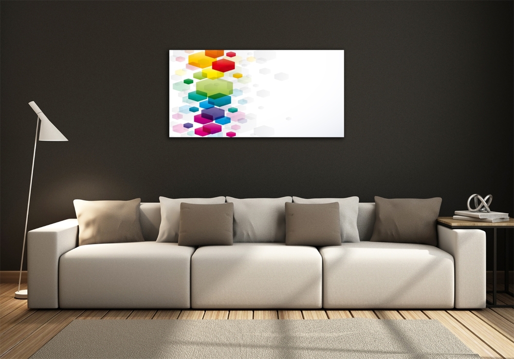 Glass wall art Colorful cubes