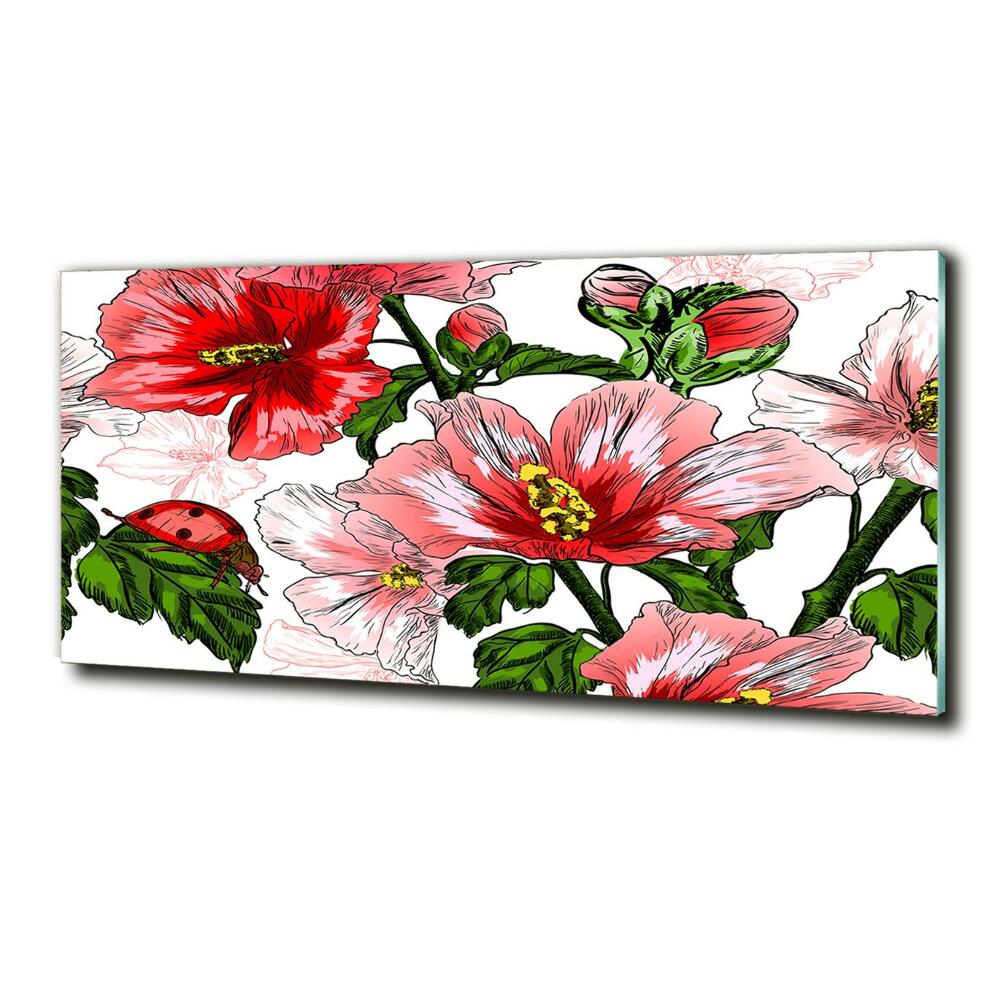 Wall art on glass Hibiscus