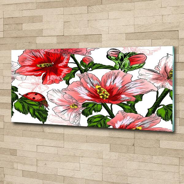 Wall art on glass Hibiscus