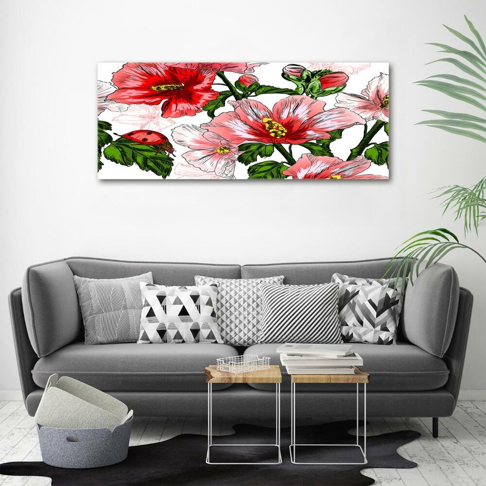 Wall art on glass Hibiscus