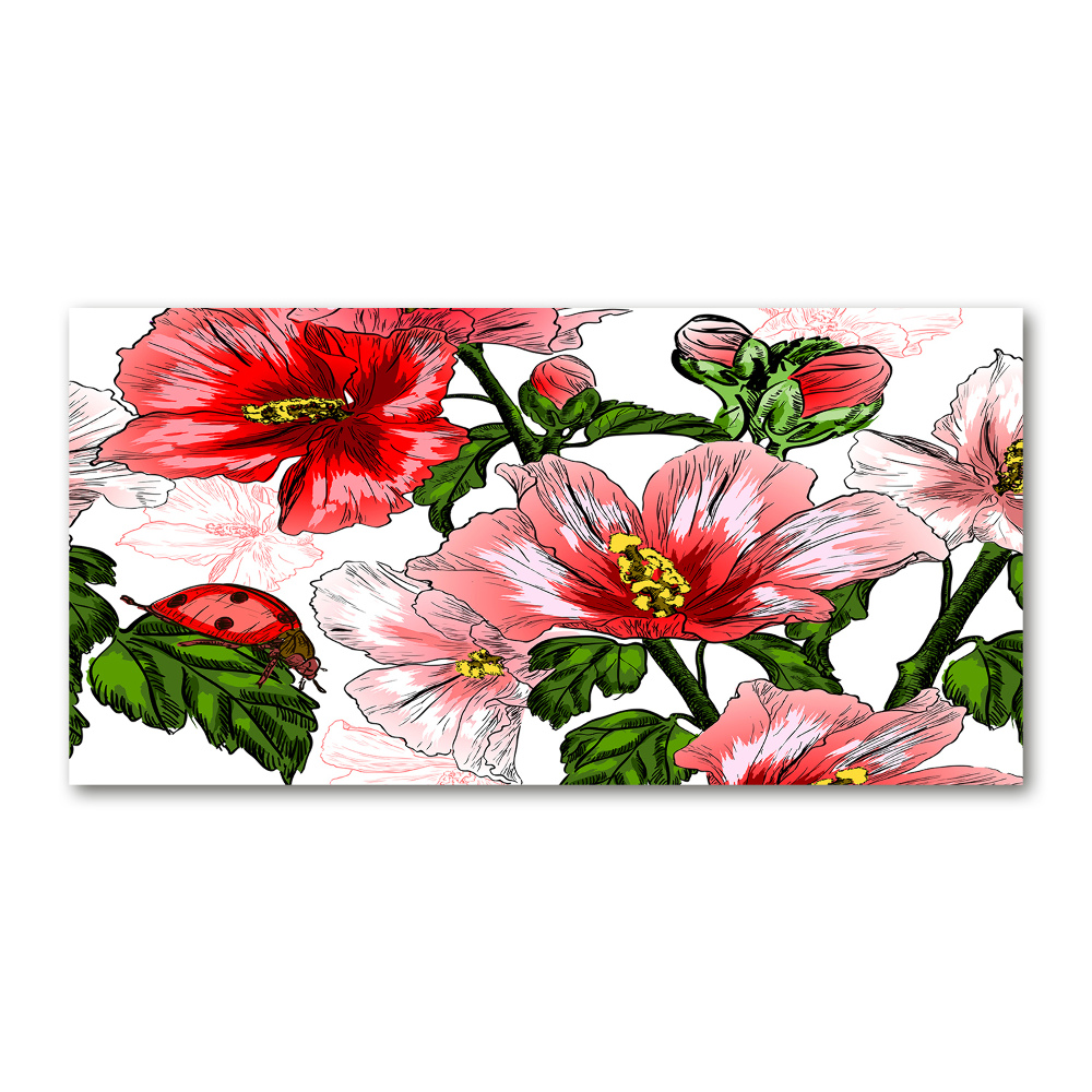 Wall art on glass Hibiscus