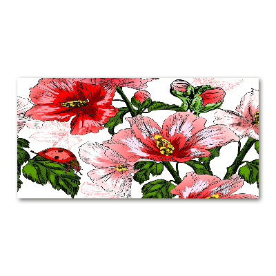 Wall art on glass Hibiscus