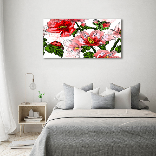 Wall art on glass Hibiscus