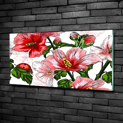 Wall art on glass Hibiscus