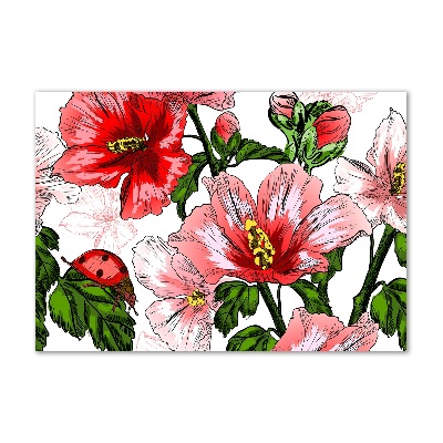 Wall art on glass Hibiscus