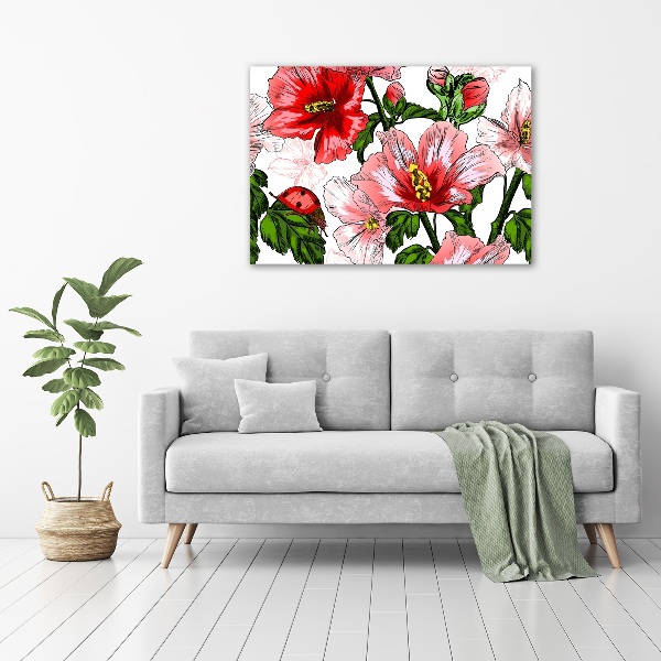 Wall art on glass Hibiscus