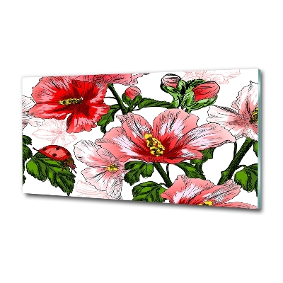 Wall art on glass Hibiscus