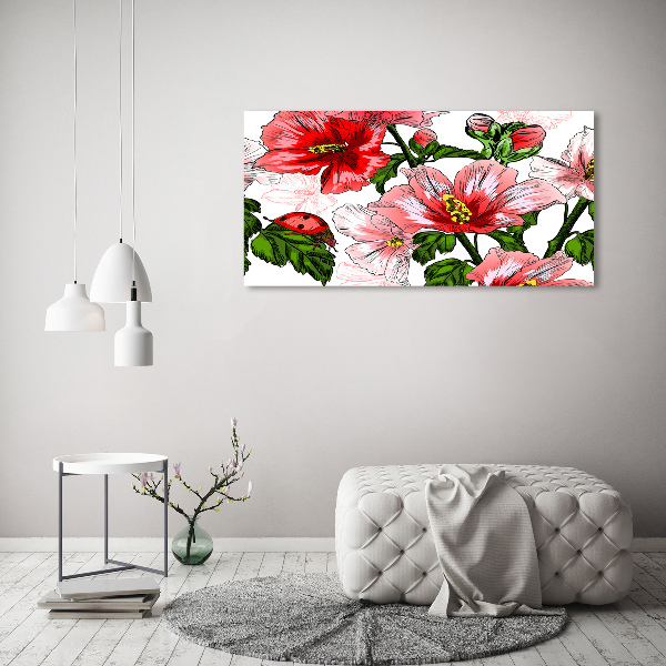 Wall art on glass Hibiscus